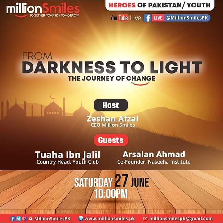 Bint_3_RAZZAQ's tweet image. Join us to lighten up ur eman with @MillionSmilesPK
The journey of change✌️
#MillionSmiles
#ztalks 
#millionsmilesfoundation