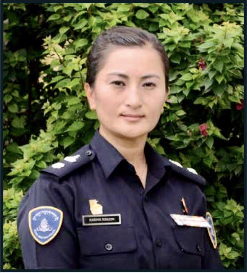 StateGWI's tweet photo. Lt. Col. Karma Rigzin is one of this year's #TIPReportHeros. Lt. Col. Rigzin has dedicated her career to protecting women &amp; children from exploitation, &amp; currently serves as the Additional Superintendent of the Royal #Bhutan Police, Women &amp; Children Protection Division. https://t.co/G2jZzbr6YO
