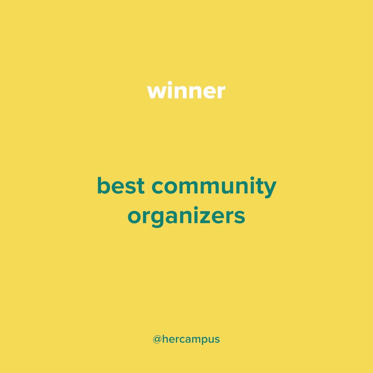 We’re so excited to announce that we have been chosen as one of Her Campus’ Best Community Organizers this year! We have been so grateful to work with such incredible individuals, organizations, and campus departments. This award is as much yours as it is ours! HCXO 💖