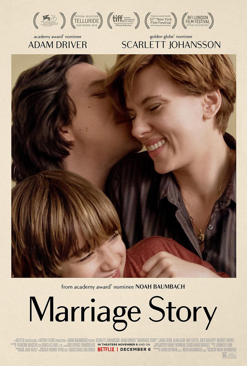 A recent Noah Baumbach movie. Wife of Greta Gerwig. This movie chronicles a divorce. It’s incredibly down to earth and bitterly real at points, but it’s not without it’s cute character moments. Don’t base this movie off of that clip you see on Twitter, just watch it. It’s perfect