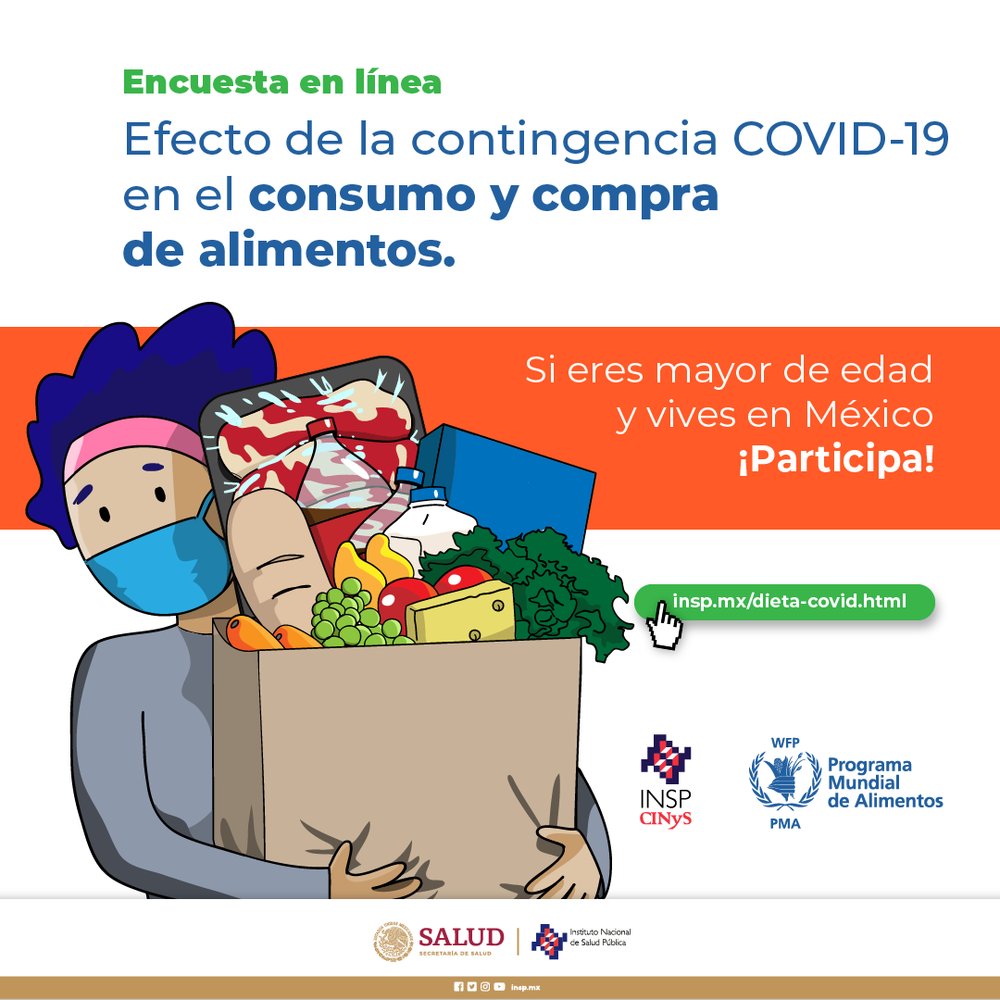 1CINyS's tweet photo. ¿Eres mayor de edad y vives en México?
Participa en nuestra encuesta en línea sobre el efecto de la contingencia por #COVID19 en el consumo y compra de alimentos
https://t.co/AZVA0AW6Qt

#TransmiteSalud 
🔁 https://t.co/HquggpSsH4