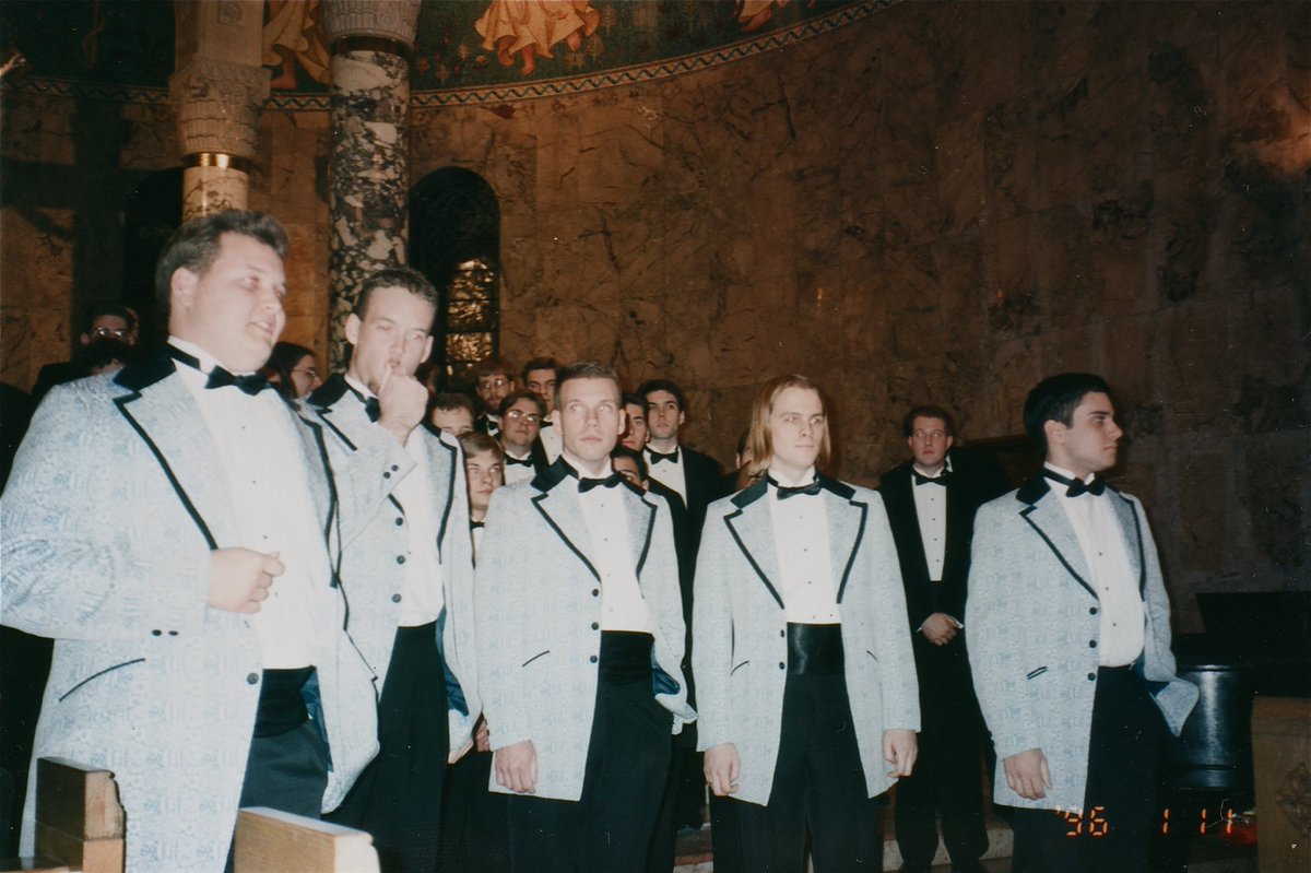 For today’s #throwbackthursday, we are taking a look at some of the ‘cheesiest’ guys on campus, the Glee Club’s own a cappella group, The Cheezies! 

The Cheezies began in 1989 when a group of five formed a posse to sing during the Glee Club concerts.