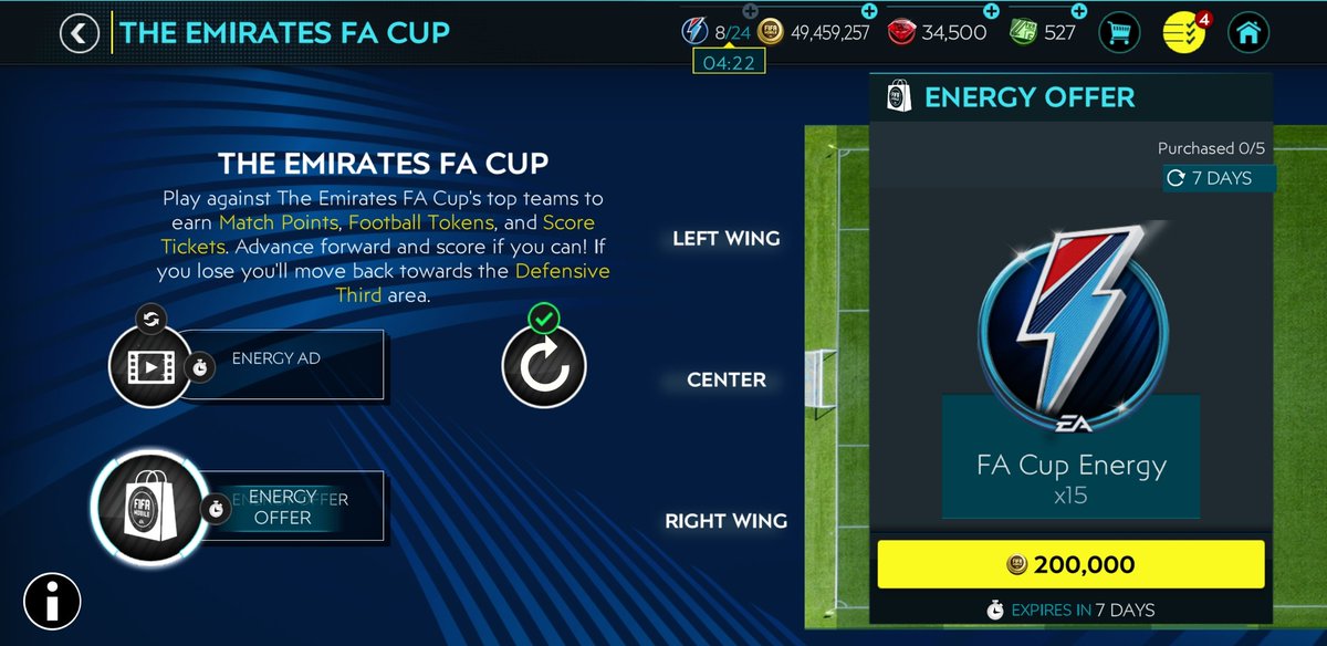 kevinarus's tweet photo. @EAFIFAMOBILE @FIFAMobiledaily @EAHelp  The coin pack energy bug is back.This is outrageous. https://t.co/niEVVlPkS0