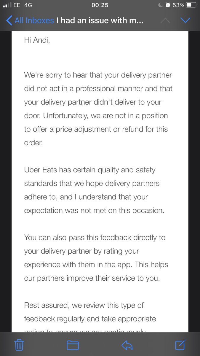 gingesjimny's tweet photo. @ubereats_uk  so this is your reply when the driver made me walk halfway to the store I ordered to because he wasn’t messing around delivering it #ubereats #avoiduber #deleteuberapp https://t.co/nRQsM7xvax