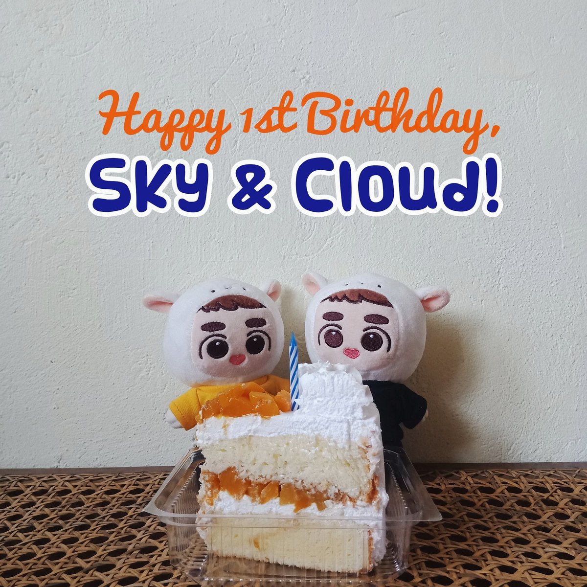 kyungsooisIifeu's tweet photo. It's Sky and Cloud's 1st birthday! Happy birthday, my squishy bbolamb twins! 🎂🎁🎈🎉🎉🎉

I was supposed to get them a whole cake yesterday but I wasn't able to go to work so we'll settle for this slice for now. https://t.co/CP310Hpq8C