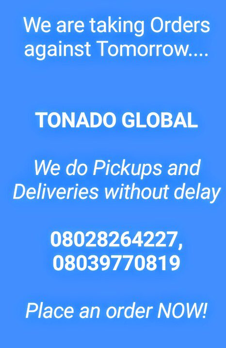 TonadoGlobal's tweet photo. @AuntyAdaa Kindly Retweet, Our Customer May Be on Your TL.
We Offer the quickest and most affordable delivery service in Lagos.
We Offer Pickup &amp; Delivery from Door to Door.
#Dispatch
#DispatchLagos
#LagosDispatch
#Delivery 
#DeliveryService 
@andymore007
@dj_sweez https://t.co/2lZO92yj5q