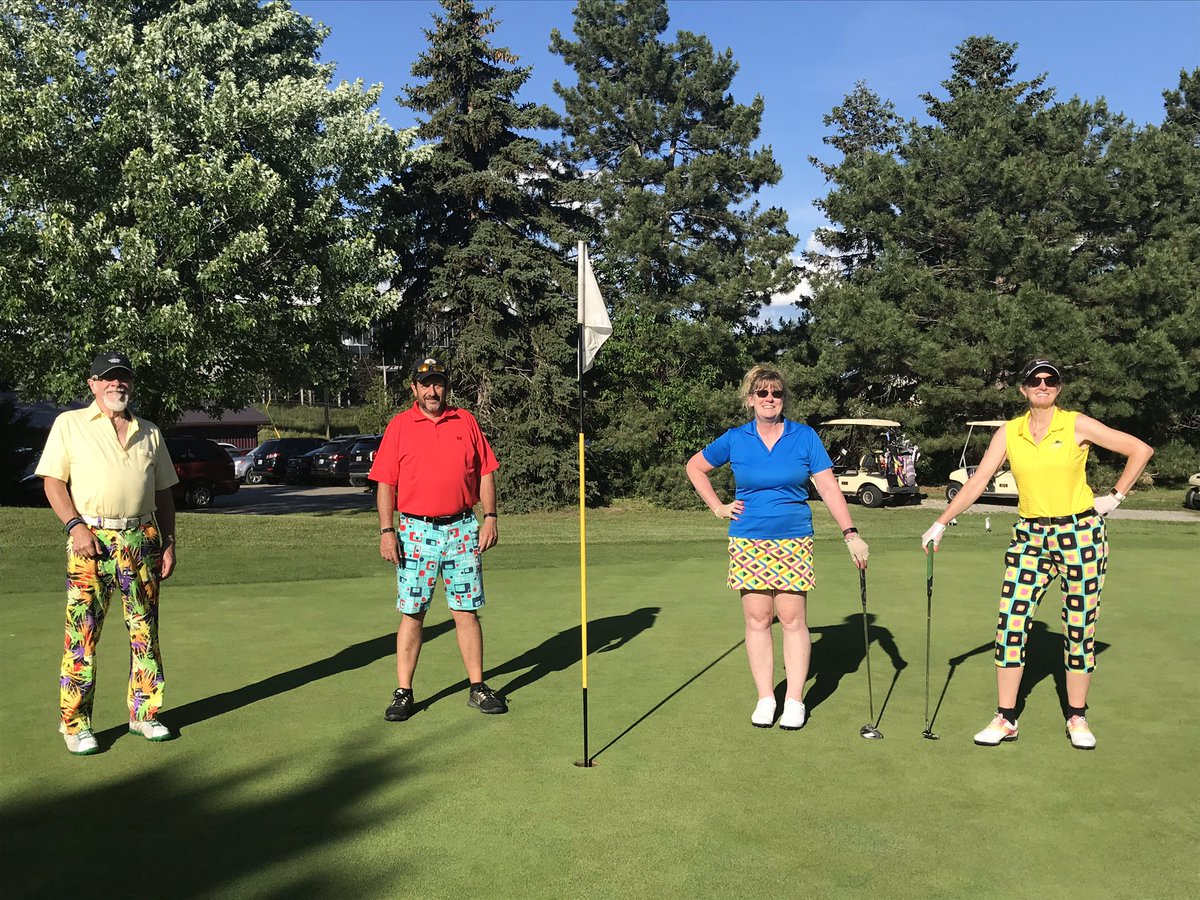 wmdewar67's tweet photo. @LoudmouthGolf Social distancing Couples golf Thursday night at Derrydale GC! Kennedy, Me, @BarbLovesPetra & @PamLoree! Splatter, 8-track, Block party & Couch Potato are the designs! #anythingforgolf https://t.co/ilS3LKUi0G