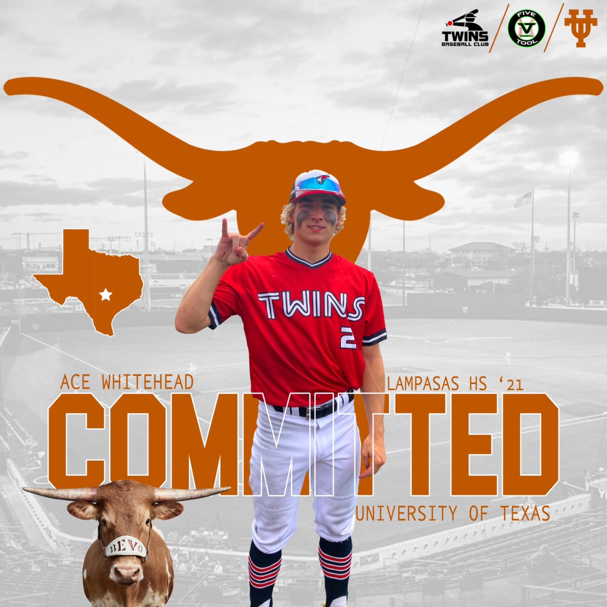 🔒#Committed 🔒 Congrats to Ace Whitehead (<a href="/freshflashash/">ace boogie</a>) on his commitment to <a href="/TexasBaseball/">Texas Baseball</a>.

5-11, 190 lbs. • LHP/OF • <a href="/DFWTwins/">DFW TWINS</a> • Lampasas (TX) 2021 #Longhorns #HookEm #DudeAlert
