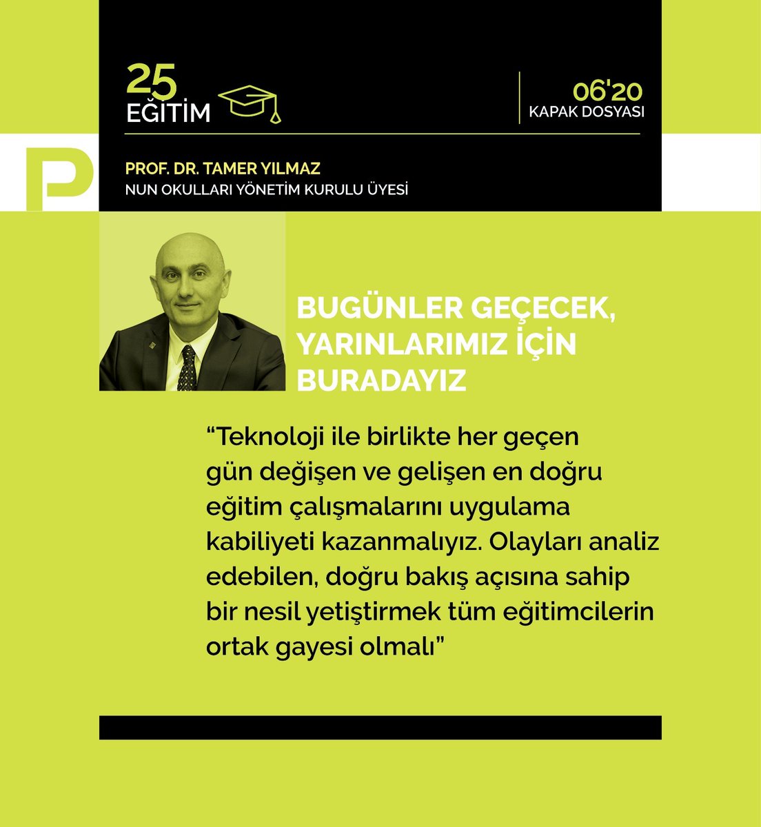 "Bugünler geçecek, yarınlarımız için buradayız" <a href="/NunOkullari/">NUN Okulları</a> Yönetim Kurulu Üyesi <a href="/proftameryilmaz/">Tamer Yılmaz</a> , eğitim sektörünün geleceği ile ilgili öngörülerini Platin'e açıkladı
bit.ly/3dDeYWu