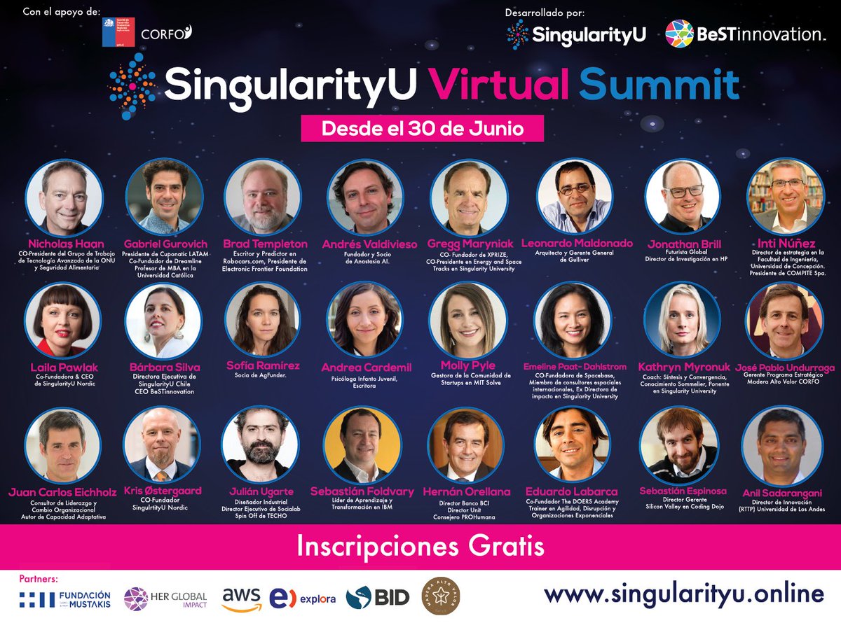 Bestinnova's tweet photo. Contaremos con expertos nacionales e internacionales que nos acompañarán en los diferentes módulos durante todos los días del evento.
Ingresa a https://t.co/DdBeItoTSt e Inscríbete en la nueva versión virtual y gratuita de #SingularityUSummit https://t.co/aeYAwWKypP