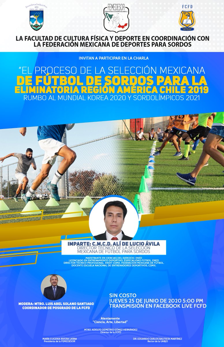 Exitosa la charla entre el Coordinador de Posgrado Mtro. Luis A. Solano y  el DT. Alí de Lucio Ávila sobre la Selección Nacional de Sordos.  @Bautistaeduardo @comunica_UABJO