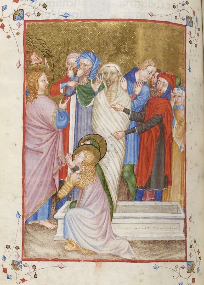 Apparently there's long artistic tradition of depicting some onlookers at the Raising of Lazarus as holding their nose so as to convey the idea that Lazarus was once truly dead and decaying - HOW AM I JUST FINDING THIS OUT