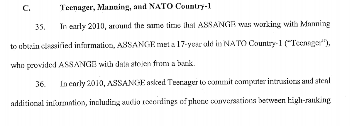 Prosecutors added an entire section to part covering Chelsea Manning, and they accuse Manning of being part of an alleged conspiracy against Iceland ("NATO Country-1") that involved FBI informant Sigurdur “Siggi” Thordarson ("Teenager").