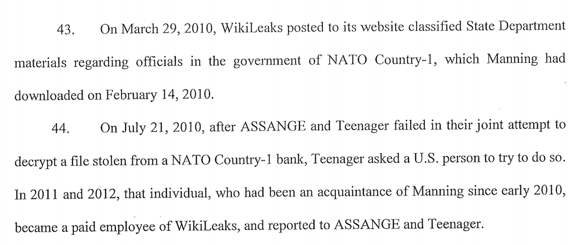 Prosecutors added an entire section to part covering Chelsea Manning, and they accuse Manning of being part of an alleged conspiracy against Iceland ("NATO Country-1") that involved FBI informant Sigurdur “Siggi” Thordarson ("Teenager").