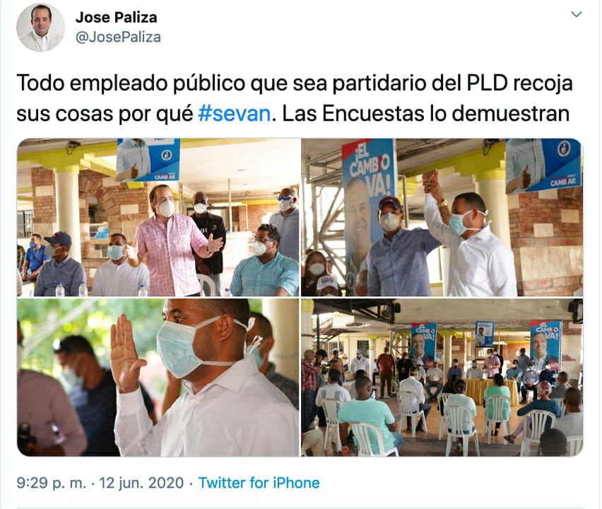 GabrielToribio's tweet photo. Entonces cuando los empleados públicos salen a defender sus puestos lo critican! Pero @JosePaliza del @PRM_Oficial sale con ésto hoy y eso está bien.? No van a respetar la ley de función pública? Esa es la institucionalidad que dicen? Doble moral. https://t.co/6Huy9gcBHV
