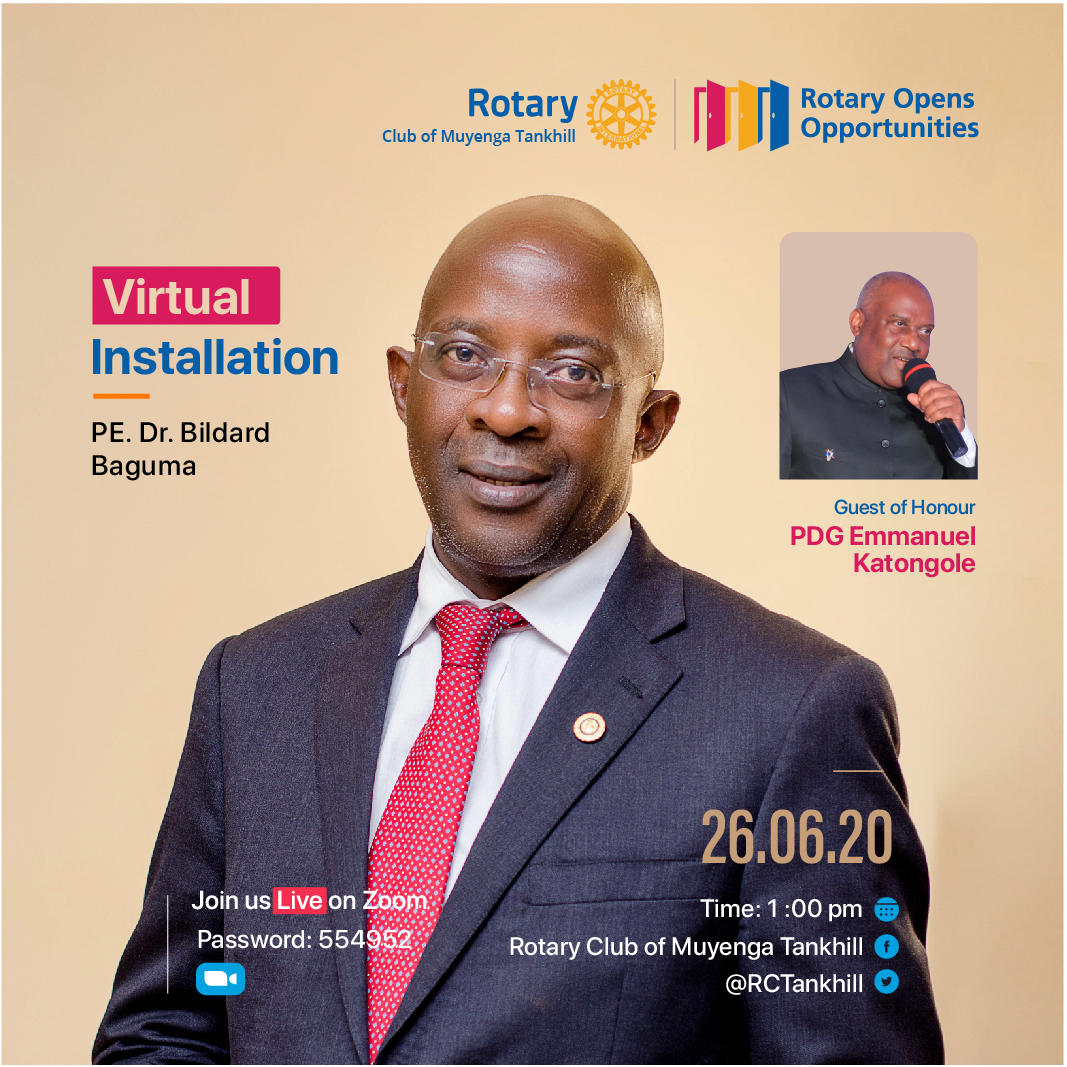 RCTankhill's tweet photo. Later today we shall #celebrate the first lady female governor in #D9211 in a fun filled virtual installation of our President Dr. Bildard Baguma together with an induction of new #Rotarians @rdistrict9211 @PDGEmmanuel @RPdpu live on zoom: https://t.co/dwEnGij4pt
Password: 554952 https://t.co/UBjXtssP89
