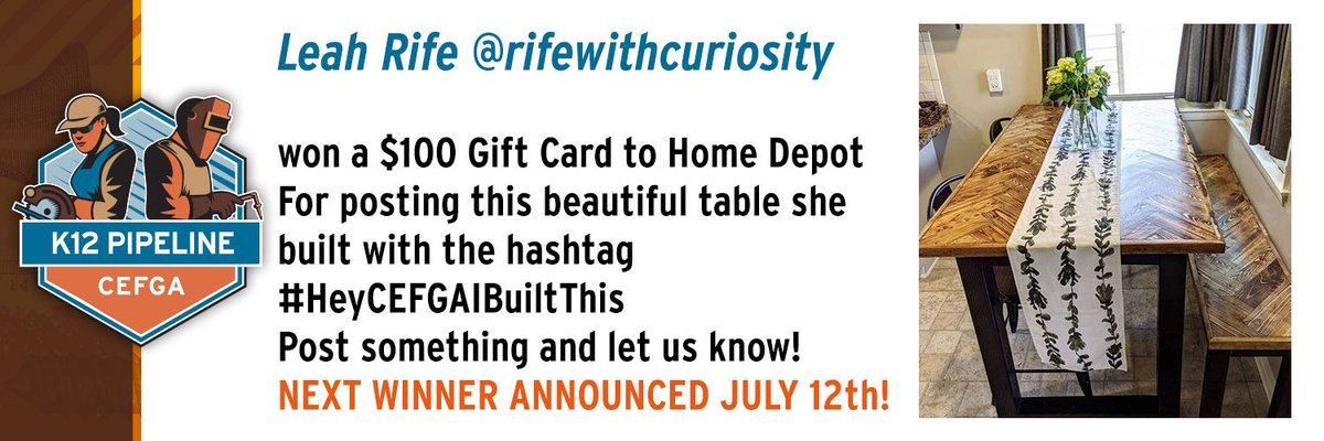 ConstrucReady's tweet photo. Just Build it, Just Hashtag it! Get a chance at winning a $100 gift card to Home Depot. Share any project that you built!
#project @homedepot #schools #diy #woodworking #metals #skilledtrades #trades #education #furniture #craft #craftprofessional #tradetalks https://t.co/Fl0eheyiHk