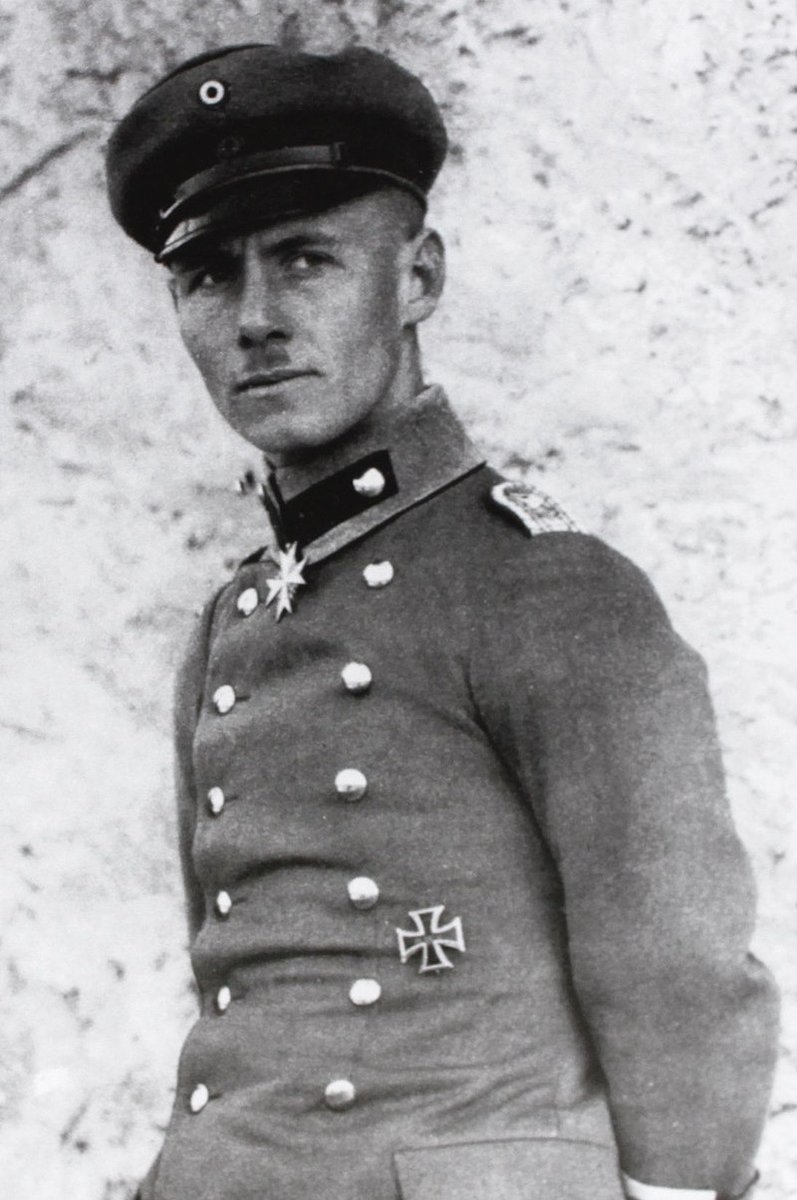 Most people don't know that he was an alpine soldier in World War One.He was awarded Germany's highest medal for valor, the Pour le Mérite, which he's wearing around his neck here in 1917.