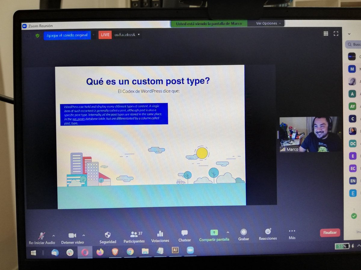 Inicia la segunda parte del Meetup junto a <a href="/MarcoBL10/">MarcoBL 🇨🇷</a> aprendiendo cómo hacer un custom post types usando el API de #WordPress