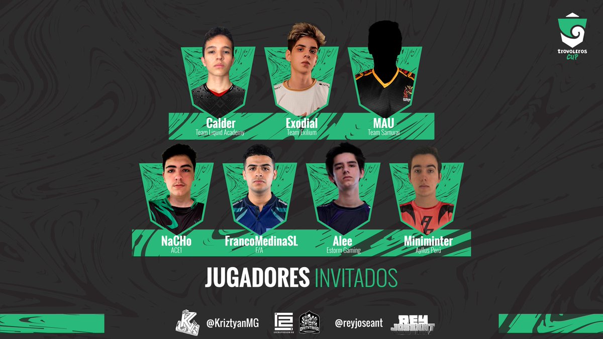 #TrovolerosCupCR | ¡INVITADOS!⁣
⁣
Presentamos algunos invitados para luchar por los 150$ en premios ¿Cuál es tu jugador favorito?⁣
⁣
🇪🇨<a href="/Calder_CR/">Calder🤙🏻</a> ⁣
🇦🇷<a href="/Exodial0/">Exødial</a> ⁣
🇧🇴@MauCr_ ⁣
🇨🇱<a href="/_NaCHo_CR/">ACE NaCHo</a> ⁣
🇦🇷<a href="/FrancoMedinaSL/">FrancoMedinaSL</a> ⁣
🇦🇷<a href="/xAleeCR/">Alee ✌</a> ⁣
🇵🇪@Miniminter_CR
