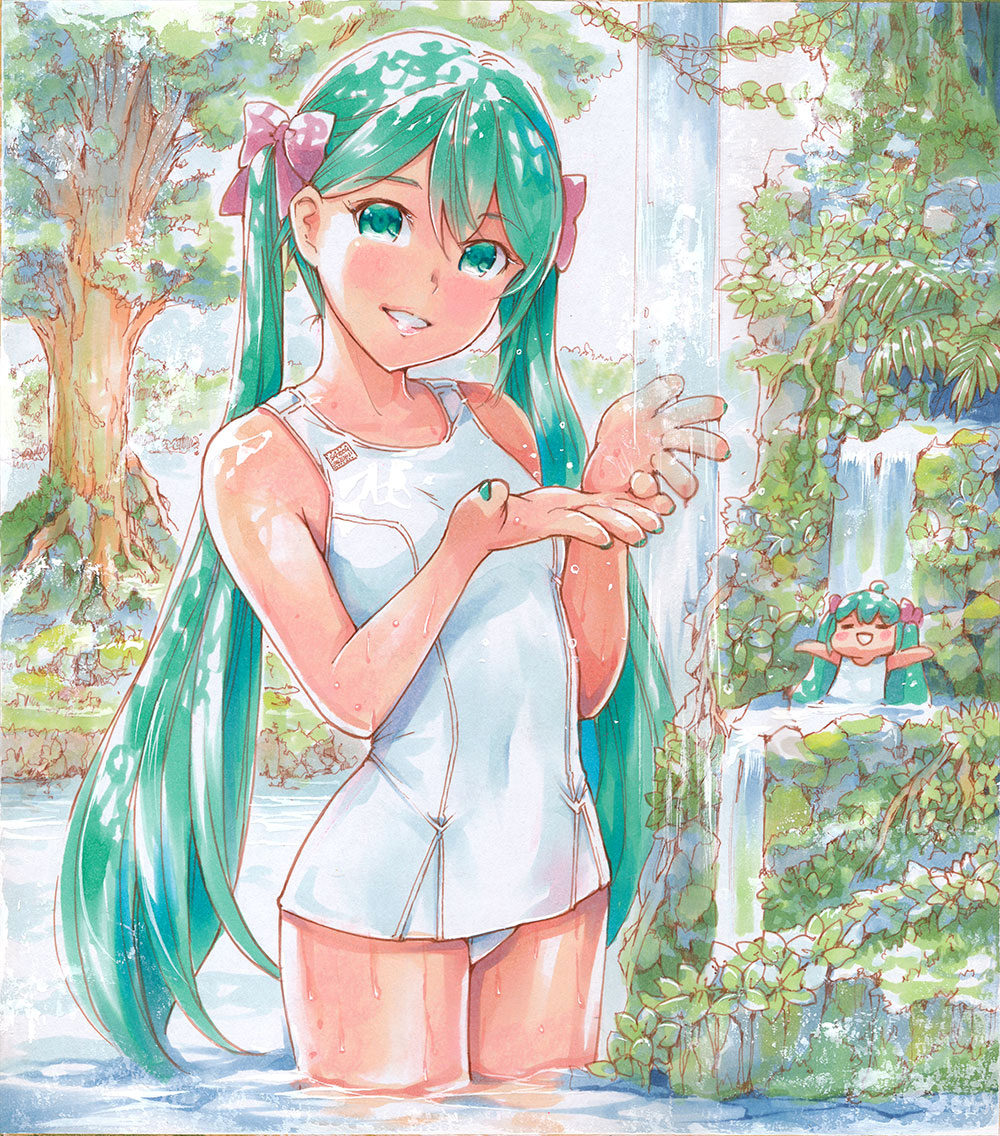初音ミク 「LIGHT SHOWER
    ¶(⁄•˅̮•∖)⁋ 」|MayoRiyo まよりよのイラスト