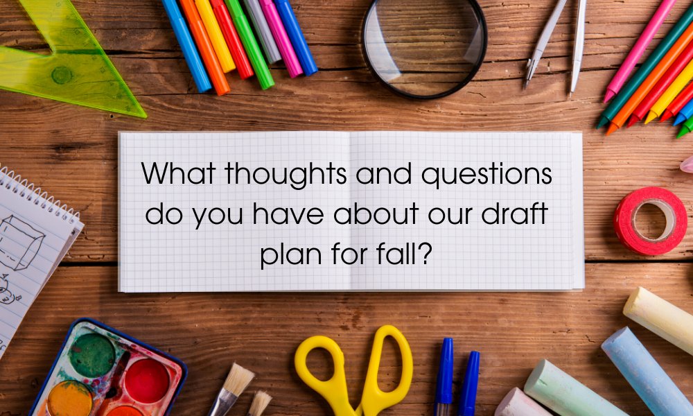 HighlineSchools's tweet image. We need family feedback on our draft plan for returning to school in the fall: 50% of students attend Mon-Tues, 50% attend Thurs-Fri, and each does distance learning for 3 days per week. What are your thoughts and questions? 
Thoughtexchange 👉 bit.ly/380gkJI