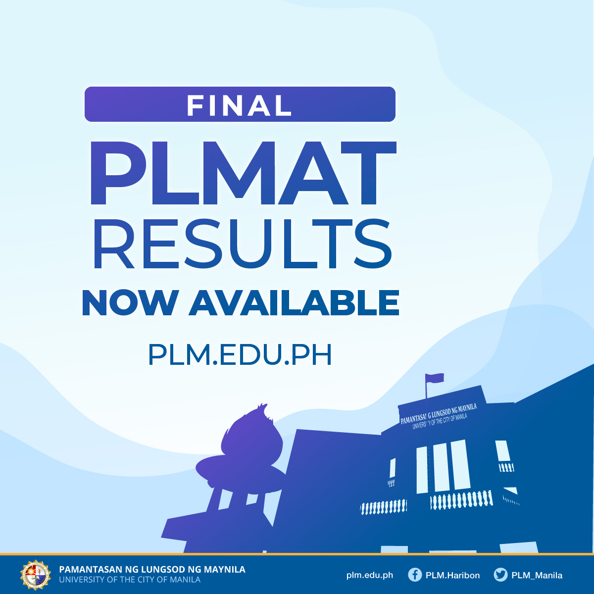PLM_Manila's tweet photo. PLM accepts 6,705 freshmen students for Academic Year 2020-2021
READ: https://t.co/X1ZXqYvooc
Download the list of passers: https://t.co/AHgmYvBfJb
#PLMAT2020 #AlertoManileno https://t.co/kZDF2HncsU