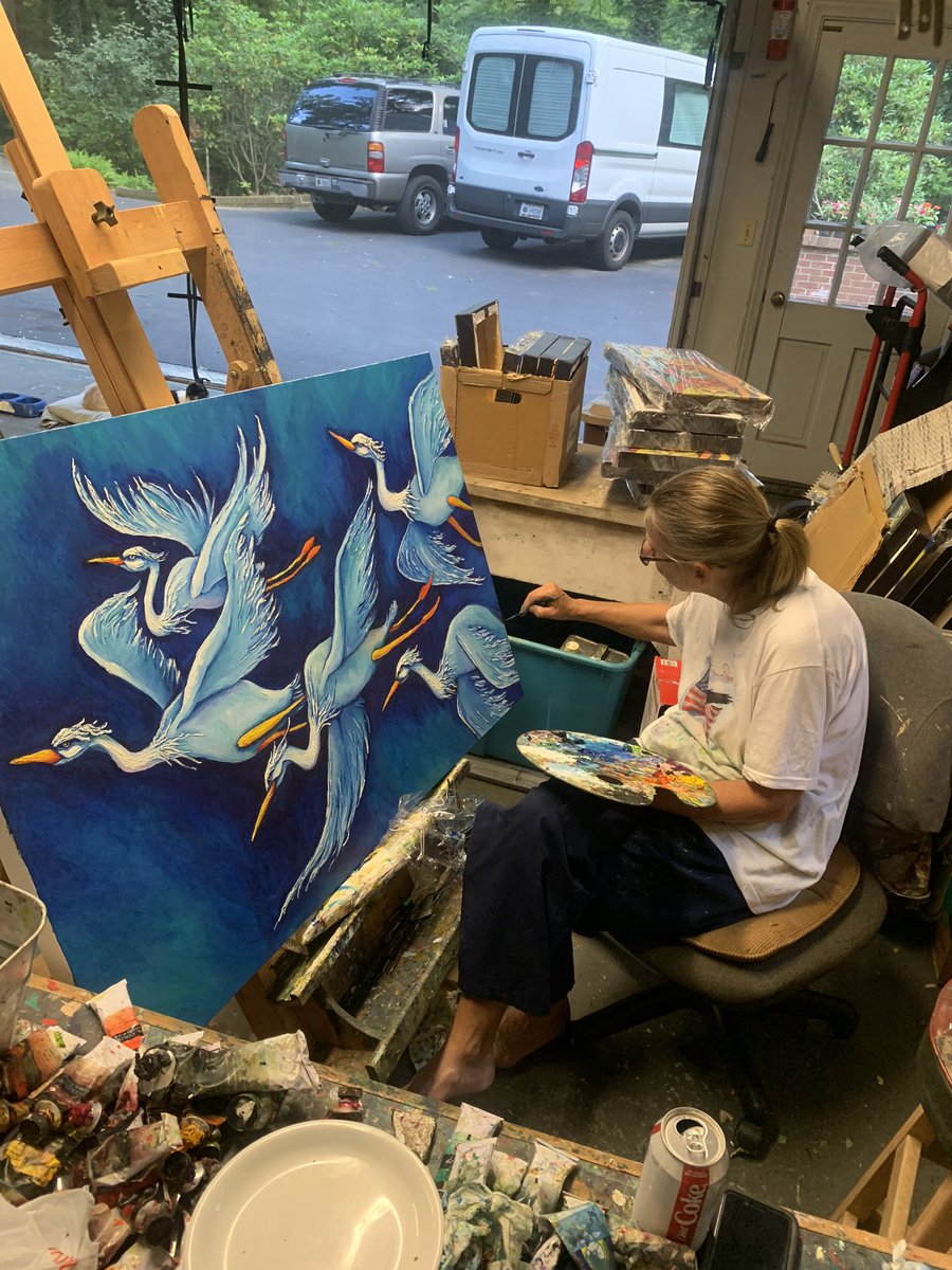 ArtMcquinn's tweet photo. Lindas New Oil Painting, “Riding the Airwaves”, 30x48”, $1400~ Gallery Wrap Canvas.  Website:  https://t.co/748RNymYH5   #arts #art #herons #blueherons  #folk #hendersonvillenc  #folkart #contemporaryfolkart #oilpainting #artgallery #islandconclavegallery #howardalanevents https://t.co/3CgUDia2KQ