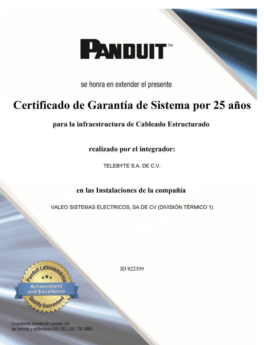 Telebyte_'s tweet image. Nuestro compañero Faustino Gomez entrego al Ing. Diego Reyes de Valeo Termico, la garantía del cableado estructurado CAT6 para CCTV con vigencia de 25 años realizado en la Planta 1, felicitaciones y gracias por su confianza. #ViveLaExperienciaTelebyte #YoSoyPanduitLATAM