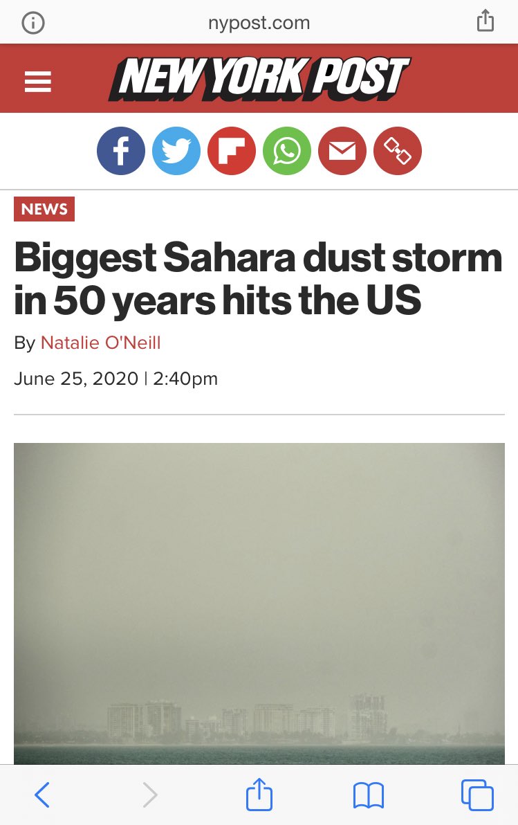 Thematthewpence's tweet photo. Me- “What else could possibly happen in 2020🥴”

The Earth- “LOL”
#saharaduststorm https://t.co/2ZYRI7AdcW