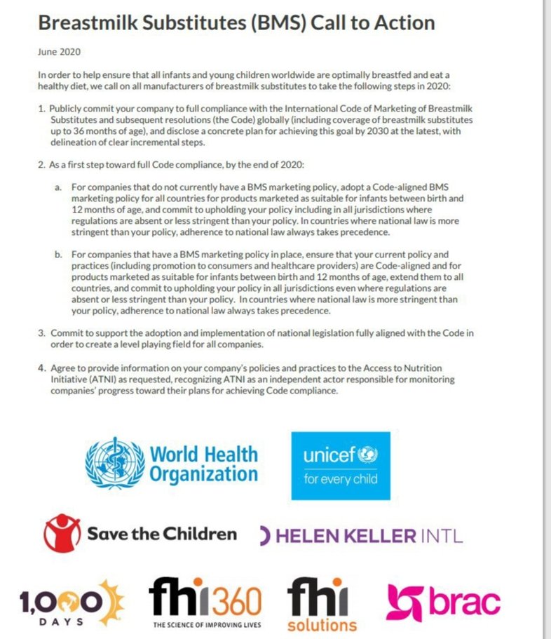 HKroeun's tweet photo. In order to help ensure that all infants and young children worldwide are optimally breastfed and eat a healthy diet, eight civil society organizations and UN agencies call on all manufacturers of breastmilk substitutes to take all the following steps to achieve Code compliance: https://t.co/0P9oZc4FlN