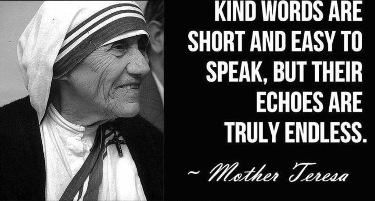 thesecret's tweet photo. Kind words can be short and easy to speak, but their echoes are truly endless. – Mother Teresa. https://t.co/AU7ImQDf1R