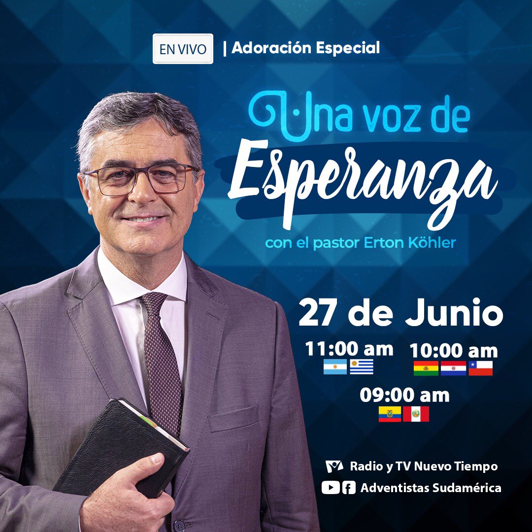 Te invitamos junto a tu familia a esta edición especial del culto on-line #AdoraciónEspecial con el pastor <a href="/prertonkohler/">Erton C Köhler</a> , presidente de la Iglesia Adventista en Sudamérica 🙏📖

No te pierdas el culto del sábado 27 de junio. 

Todos #ConectadosParaSalvar