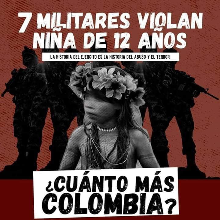 RedKapari's tweet photo. #Colombia | Un grupo de soldados del Ejército Colombiano secuestró y violó a una niña de 12 años en Santa Cecilia, una población rural en el departamento de Risaralda el domingo pasado. Este no es un hecho aislado, es la realidad de las menores de comunidades en las zonas rurales https://t.co/mQUOajDfGl