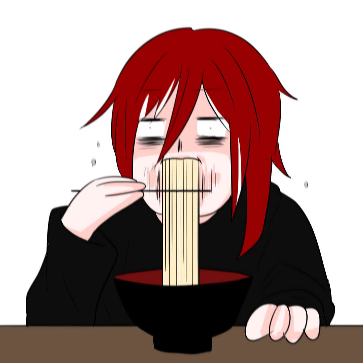 eating noodles red hair solo 1girl food chopsticks  illustration images