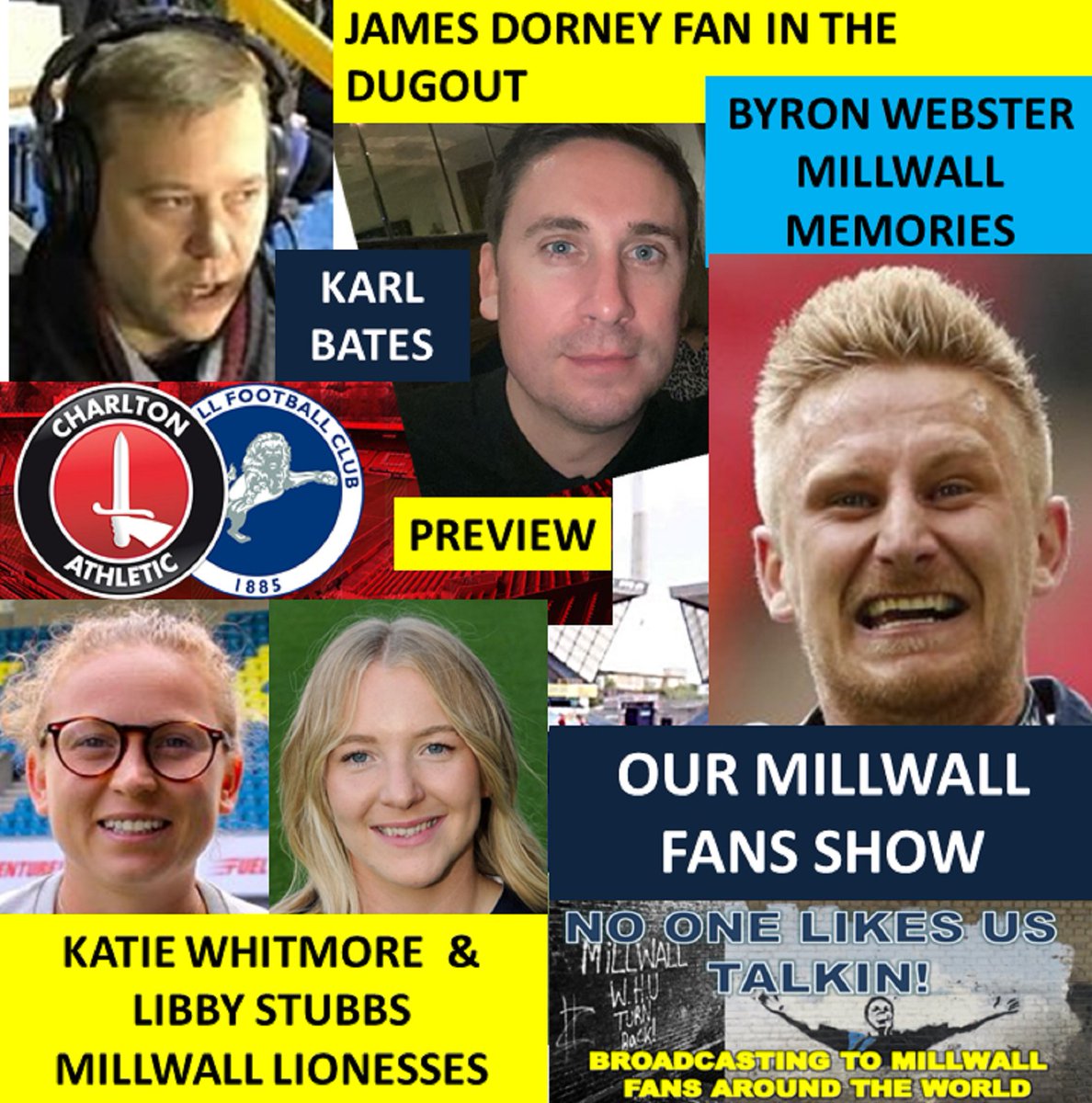 NOLUTALKIN's tweet photo. Hear the Charlton Preview with #Millwall Ifollow's #Karl_Bates. #Byron_Webster's memories of Millwall derbys & a prediction. #James_Dorney predicts too & more
Click the link to listen: https://t.co/dcSwlZwRnc https://t.co/mhWGmml6ha