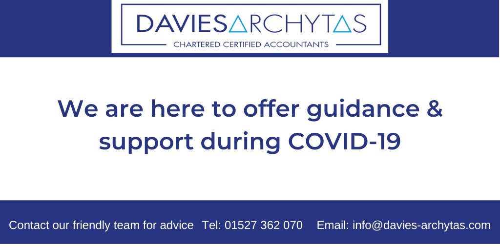 DaviesArchytas's tweet image. #covid19 means deadlines are constantly changing &amp;amp; it may be possible to defer payments in some cases. As #accountants, it is our job to keep up to date with legislative changes relating to tax &amp;amp; business rates etc. Contact us for support.
#Supportforbusiness #Worcestershire
