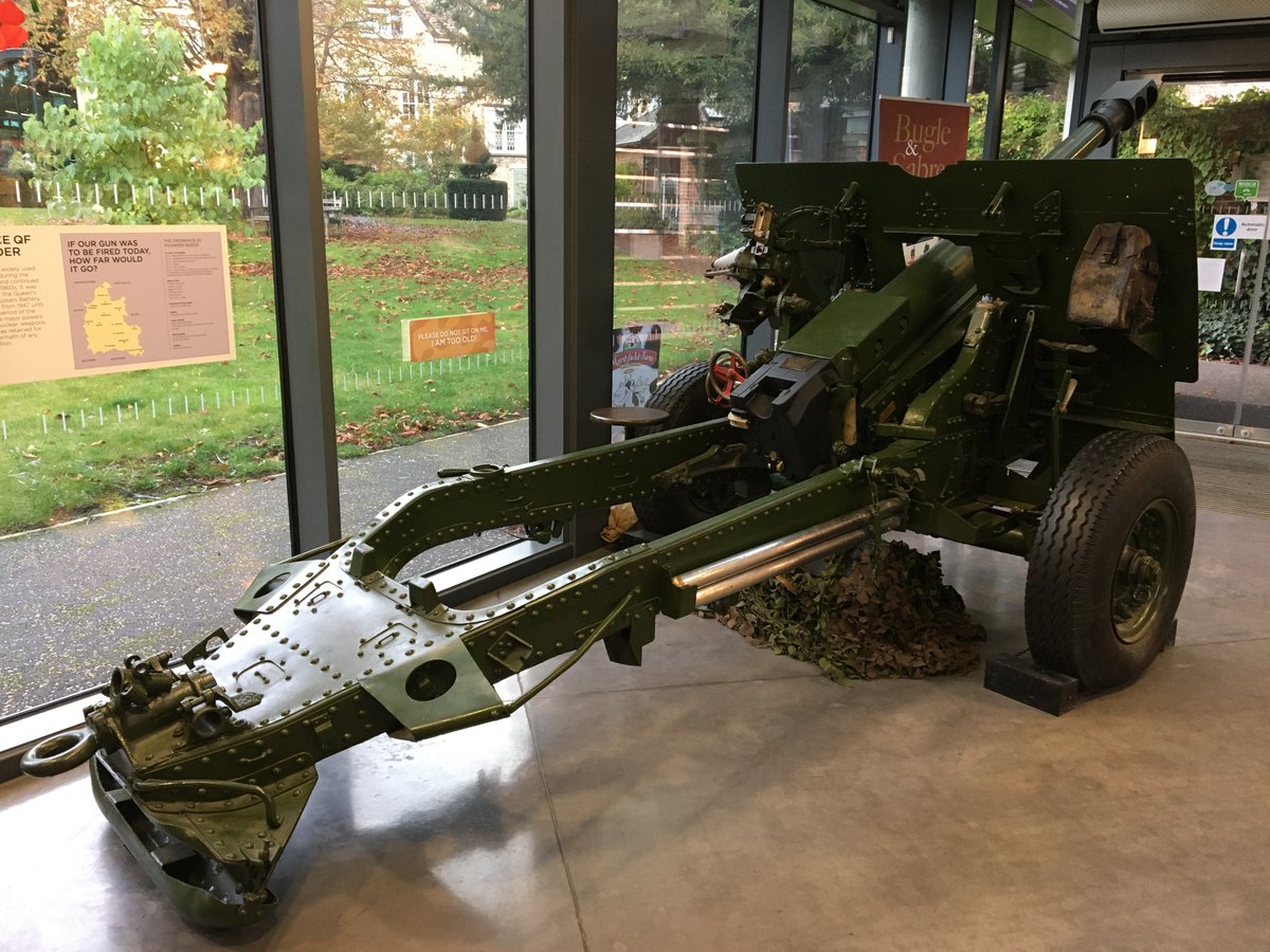 PhilLoder's tweet photo. Four-gun salute as it's my last day before a holiday (at home). 25-pounders from Pegasus Bridge, Arnhem, @IWMDuxford, and the Soldiers of Oxfordshire Museum @SOFOtrust. #WW2 #artillery #FridayFirepower https://t.co/CHWzuSQziF