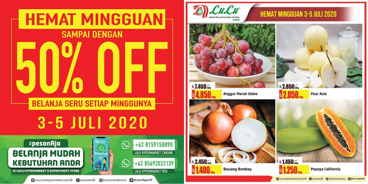 LuLuHyperID's tweet photo. Hemat Mingguan #LuLuStoreID terbaru udah terbit nih buat kamu!
Segera cek promonya pada link di bawah ini dan share ke semua teman kamu biar bisa #belanjahemat bareng ya! 😉
https://t.co/qSSvUcwVeW https://t.co/ApbH75Mpea