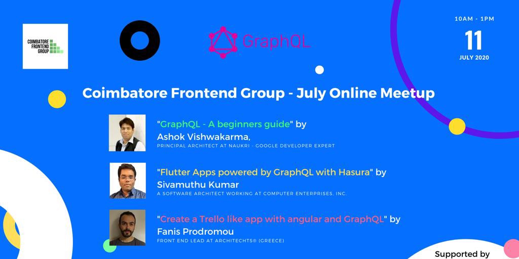 CbeJsGroup's tweet image. #LearnGraphQL from expert speakers on 11 July, Saturday 2020.
Join this session to gain knowledge on GraphQL and get to know how it is used in application development.
Limited seats available.
Book your slot for free now ow.ly/UBf450AoIA9
#onlinegraphql