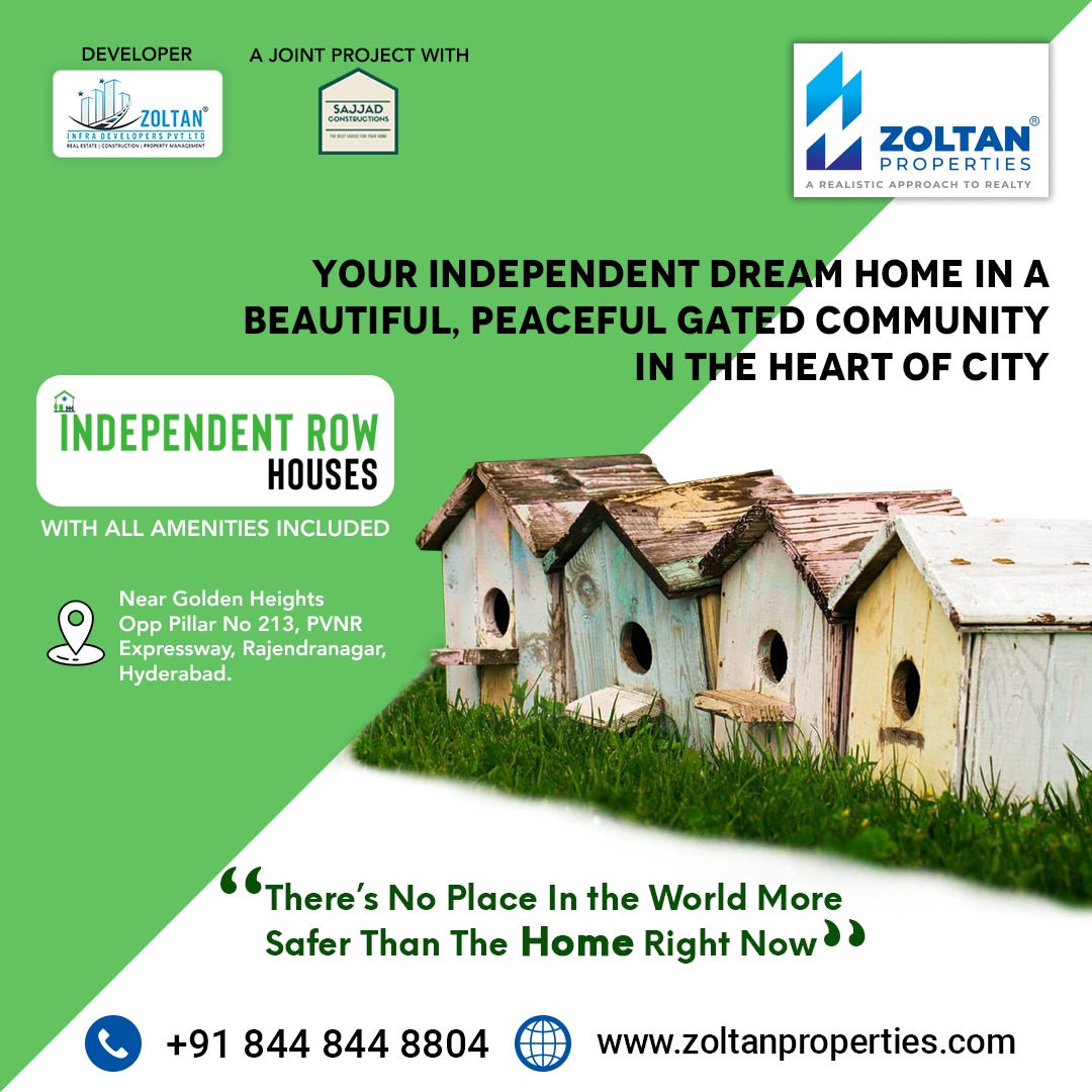 ZOLTANPROPERTI1's tweet photo. 𝐙𝐨𝐥𝐭𝐚𝐧 Infra Developers Joint Venture With 𝐒𝐚𝐣𝐣𝐚𝐝 Constructions Presents
𝐈𝐧𝐝𝐞𝐩𝐞𝐧𝐝𝐞𝐧𝐭 𝐑𝐨𝐰 𝐇𝐨𝐮𝐬𝐞𝐬 𝐢𝐧 𝐭𝐡𝐞 𝐇𝐞𝐚𝐫𝐭 𝐨𝐟 𝐭𝐡𝐞 𝐂𝐢𝐭𝐲
@ Rajendranagar, Hyderabad.

#zoltaninfra #sajjad #properties #rowhouses #independenthouses #dreamhome https://t.co/a7YGpJQ9QL