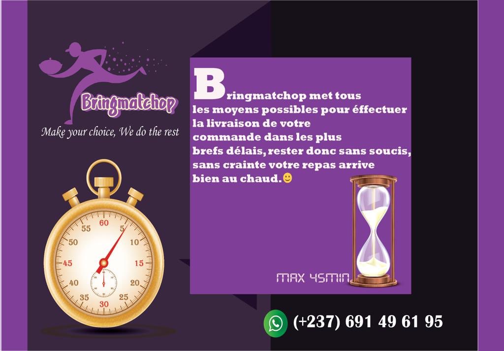 Bringmatchop_CM's tweet photo. Le timing chez bringmatchop est respecté plus que jack bauer dans 24h chrono ⏰. Alors commandez et faîtes vous livrer en 45min maxi dans la ville de Yaoundé🛵.
Whatshapp:+237 691 49 61 95
Site web: https://t.co/iUjP7LDzq8
#Bringmatchop
#food
#delivery https://t.co/Ik5c5BvqCa