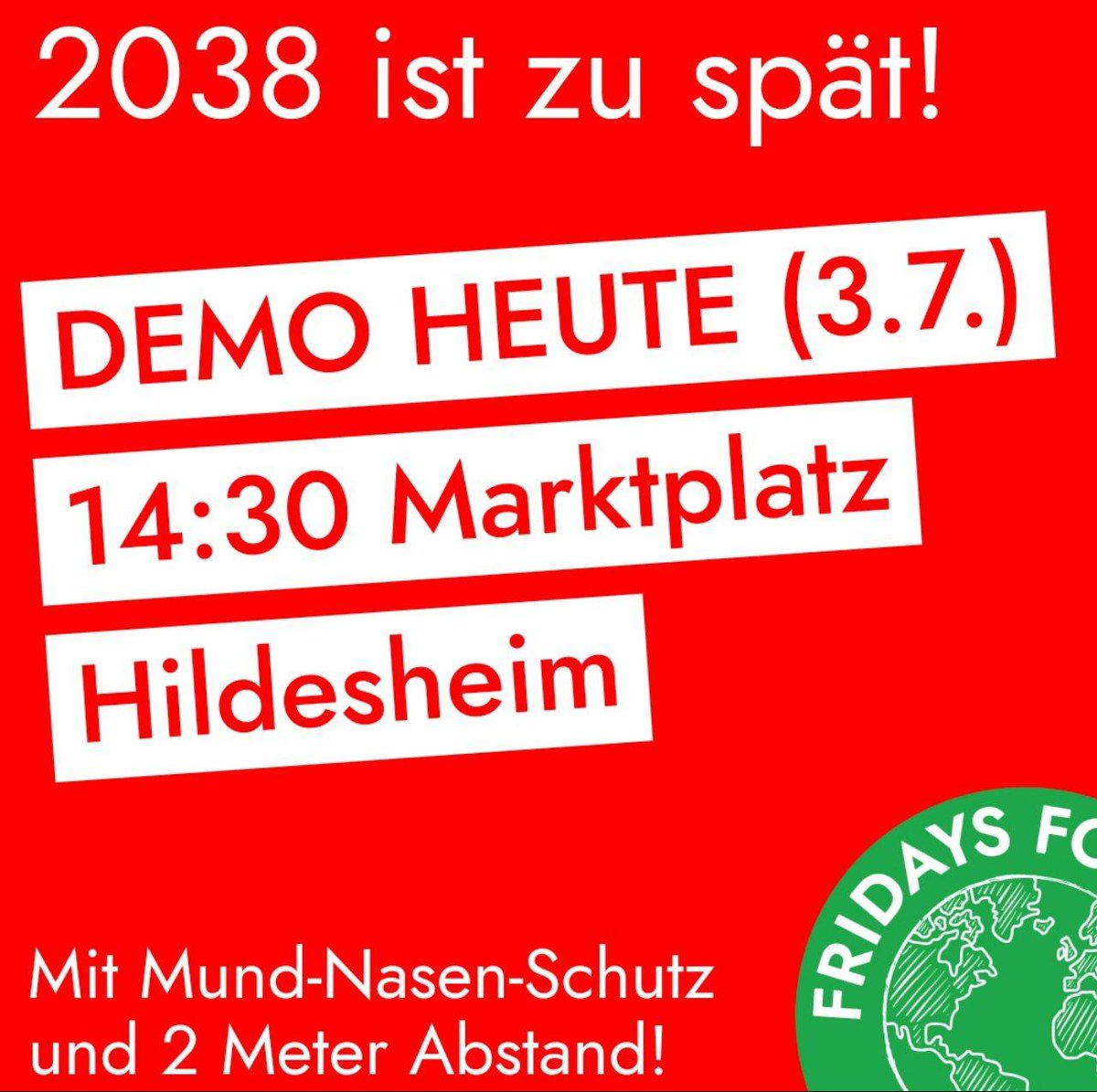 FFFhildesheim's tweet photo. Heute Nachmittag schon was vor? Egal! Eilversammlung zum #KohleEINstiegsgesetz! 
Bringt euren Mund-Nasen-Schutz mit! https://t.co/1JsUCtxm6r