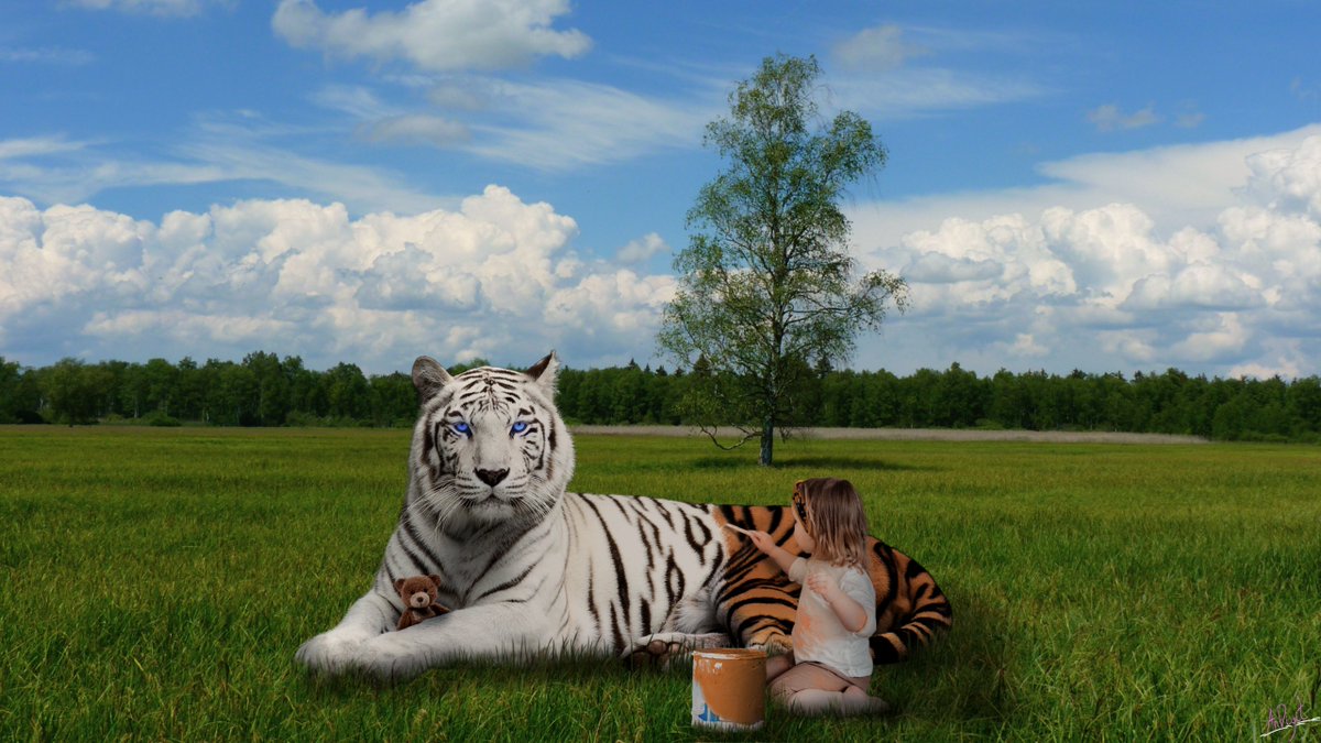 an_digit's tweet photo. Painting the tiger

Original wallpaper size (2560x1440):
https://t.co/Y3G8cXCwaT

#tiger #animal #teddybear #whitetiger #disambiguation #nature #girl #painting #paintbucket #wallpaper #cute #tree #photoshop #digitalart #fantasy 

https://t.co/ndHWCXur7M
https://t.co/WuRbXwGJX4 https://t.co/U4kgLpV1DT
