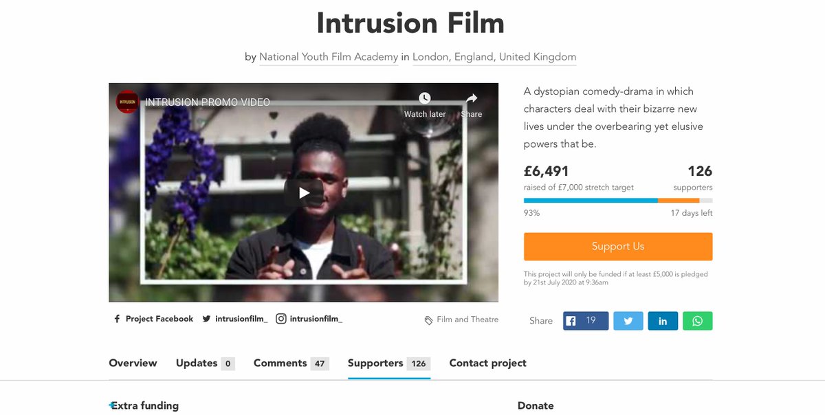 WOW, to everyone who has supported <a href="/intrusionfilm_/">Intrusion</a> so far THANK YOU! We have surpassed our first target and are now heading towards our stretch target. What an incredible response! Lets see if we can go further and SMASH our stretch target! 
crowdfunder.co.uk/intrusion-film…