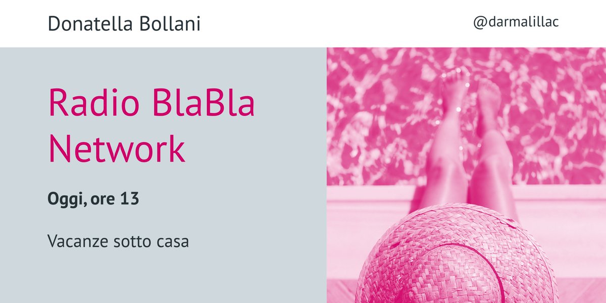 darmalillac's tweet photo. Su #RadioBlaBlaNetwork, con #LaBollani parleremo di vacanze sotto casa. Alle 13.30 appuntamento sul cinema con @removies_off e alle 14.15 con @francescavivalda per parlare delle tendenze estive. Per ascoltare scarica la APP https://t.co/giAV1ta3Xy
#architettura #design #cinema https://t.co/ul8oguIqg5