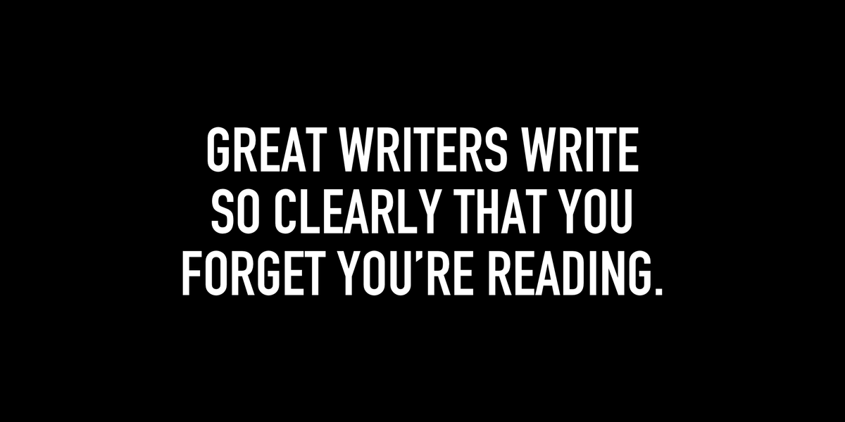 microwisdoms's tweet photo. Great writers write so clearly that you forget you’re reading.

— @david_perell https://t.co/tH6s5T95ba