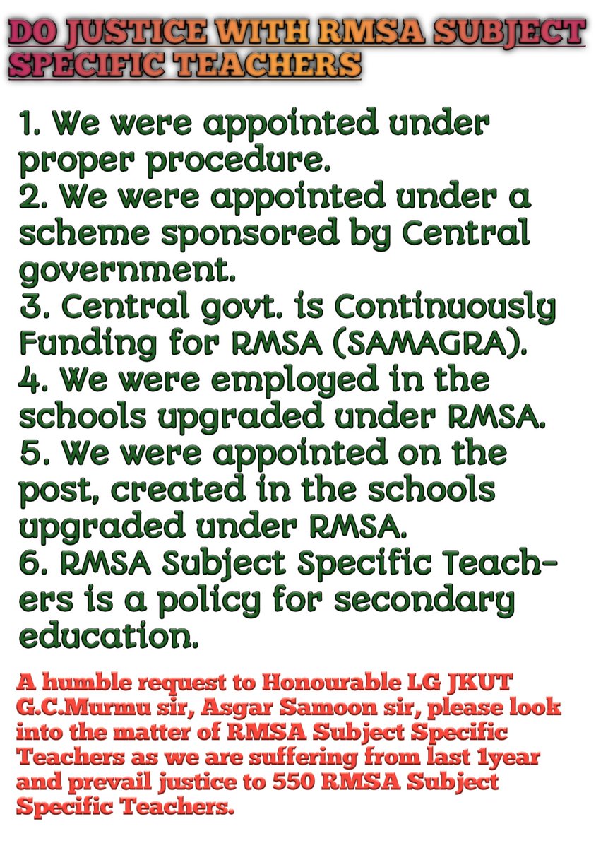ForRmsa's tweet image. We_want_Justice @AsgarSamoon @PMOIndia @DrJitendraSingh #Justice_For_RMSA_Subject_Specific_Teachers 
#Keep_Sharing