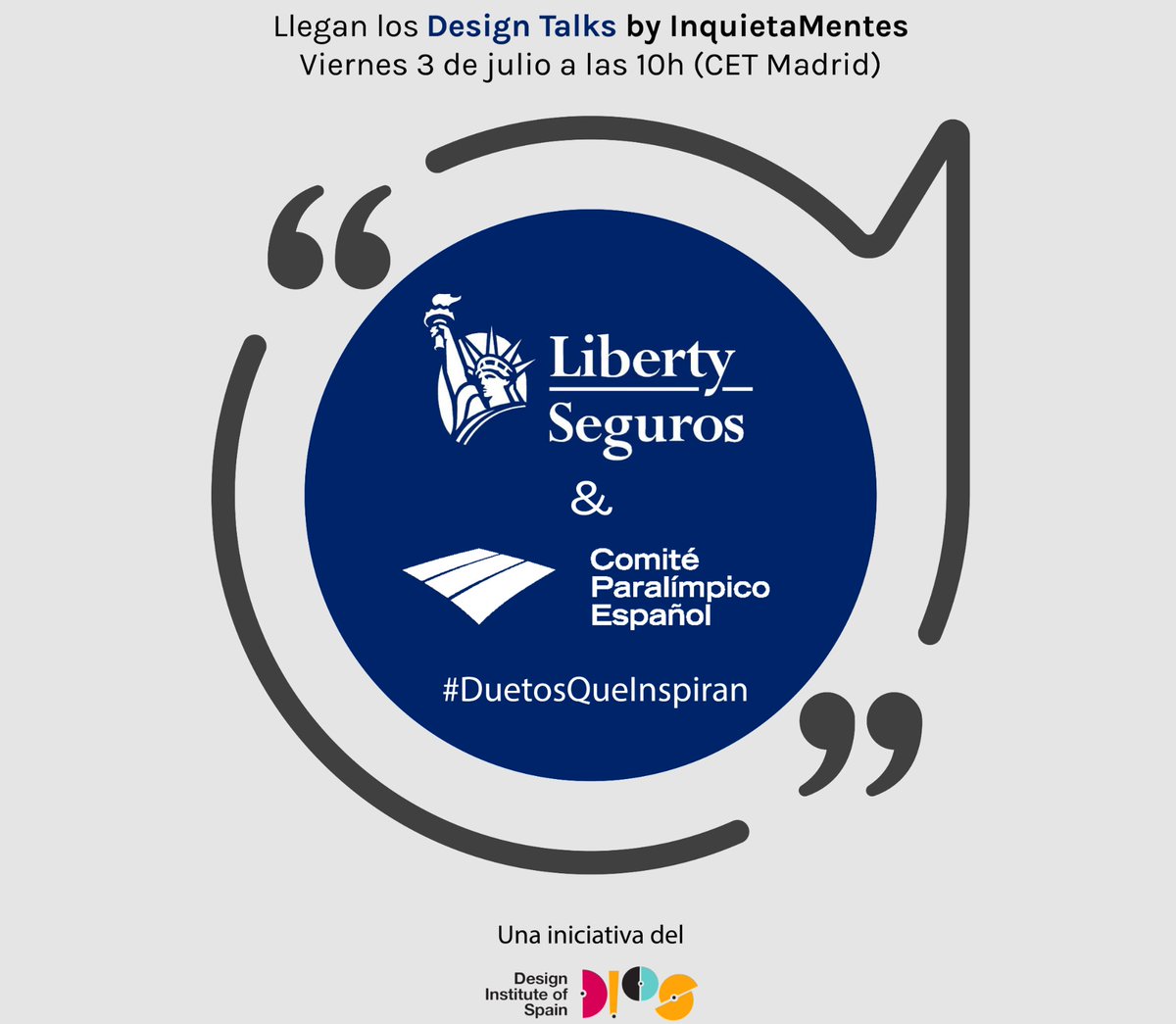 EN DIRECTO, #DuetosQueInspiran.
En unos minutos, charla sobre deporte paralímpico y patrocinio organizada por Design Institute of Spain.
Participan:
Alberto Jofre, director gerente del CPE.
Álvaro Ferrol, responsable de Patrocinios de Liberty Seguros.
📺👉https://t.co/EvWN3X53P7 https://t.co/YeKzlKynIZ