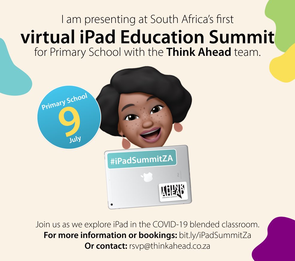 coding_feminist's tweet photo. The first virtual #iPadsummitza @ThinkAheadZA !!! I can’t wait see you there for Primary Schools on the 9th of July and High School the 16th!!! https://t.co/zO2osSqX4z